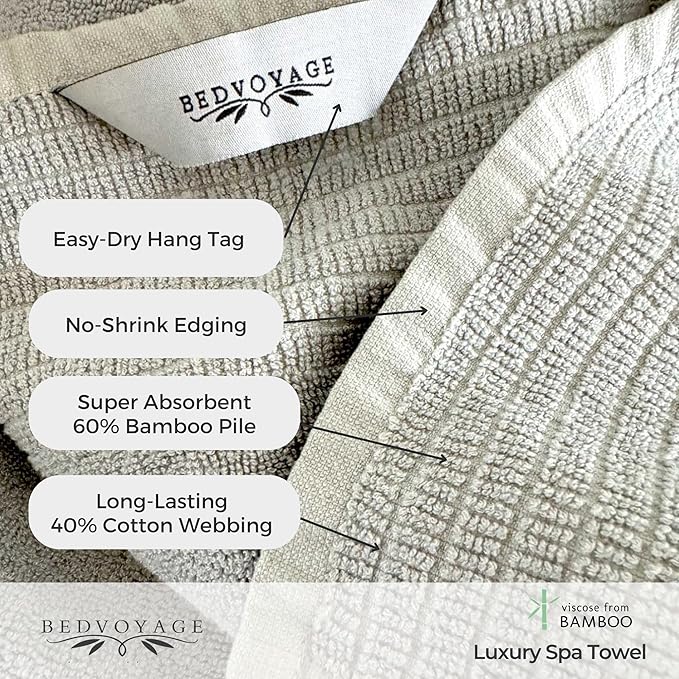 BedVoyage Luxury Bath Towel - Ultra Soft Plush Bathroom Towel - Highly Absorbent Viscose from Bamboo Bath Towels Ultra Soft - Spa Towels for Body - Stone