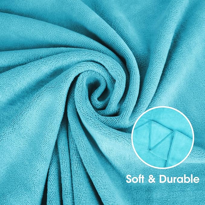 JML Bath Towel, Microfiber Bath Towels Set 4 Pack (30" x 60") - Large Size, Extra Absorbent, Quick Drying, Multipurpose Use as Bath Fitness Towel, Sports Towels, Yoga Towel, Aquamarine