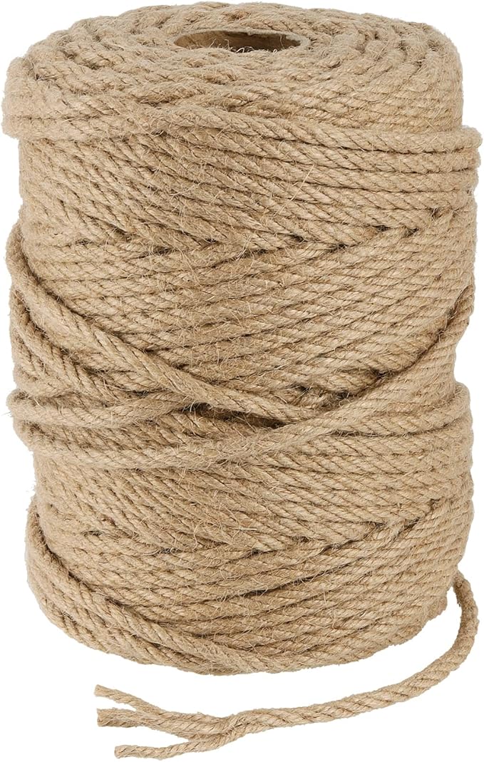 JOIKIT 5mm 492 Feet Jute Twine, Natural Braided Jute Rope, Twisted Hemp Rope for Crafts, Gardening, Bundling, Home Decoration