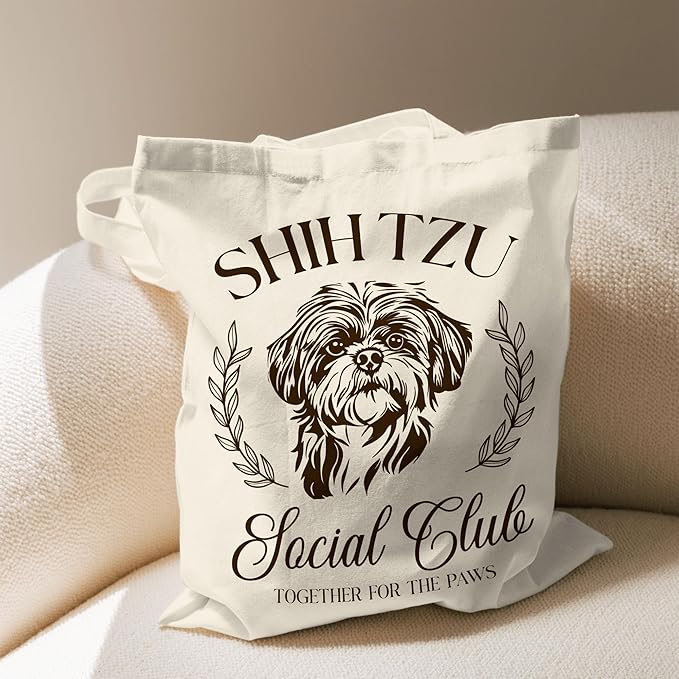 Dog Social Club Canvas Tote Bag, Travel & Daily Use, 16x14 Inch