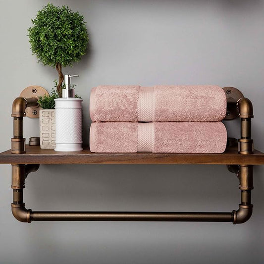 BLUENILEMILLS Madison Egyptian Cotton Bath Towels, Towel Set for Bathroom, Shower, Hotel, Plush, 900 GSM, Highly Absorbent and Ultra-Soft Towels, Bath Essentials, Towels, Set of 2, Muted Mauve