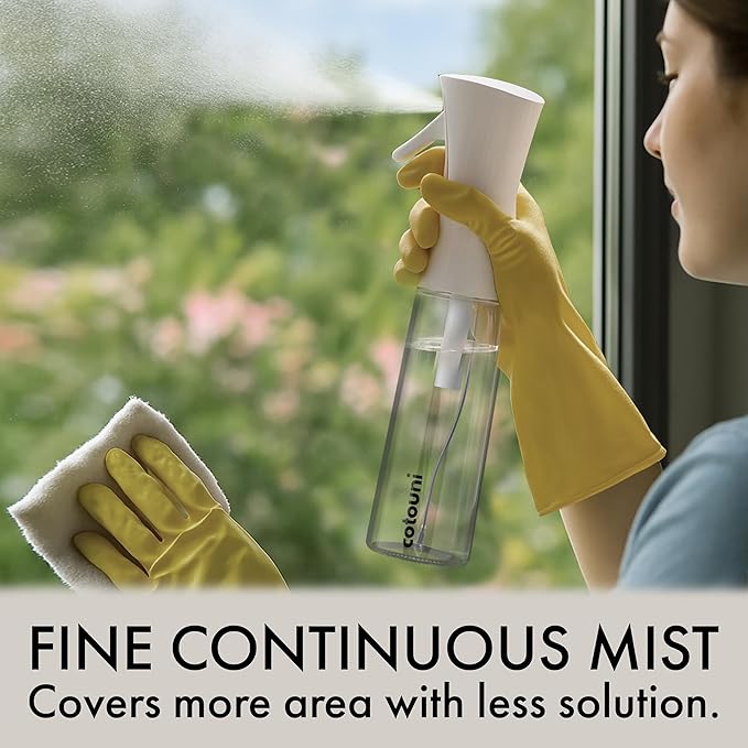 Continuous Spray Bottle for Hair Care, Hydrating Skin Care | Plant Mister or Squirt Bottle for Ironing and Cleaning, 10.1 fl oz/300 mL Clear Glass, 9.8"(H) x 2.08"(W)