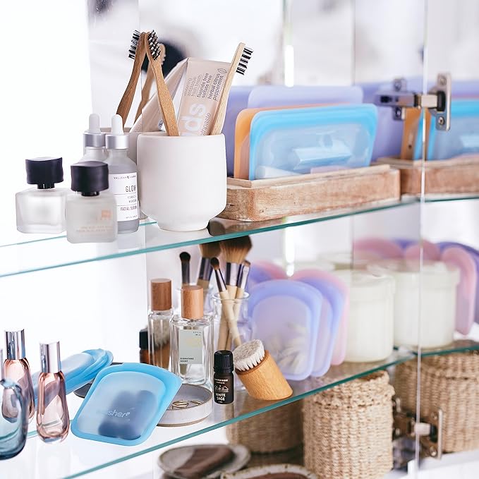 Stasher Silicone Reusable Food Storage Bag, 4 Oz | Aqua | Pack of 2 | BPA Free | Leak-free