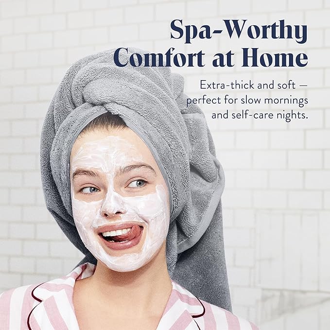 Brooklinen Super-Plush Turkish Cotton Bath Towel Set - Set of 2 Bath Towels + 2 Hand Towels Cotton, 820 GSM, Highly Absorbent, Machine Washable, Perfect for Home & Bathroom (Smoke Grey)