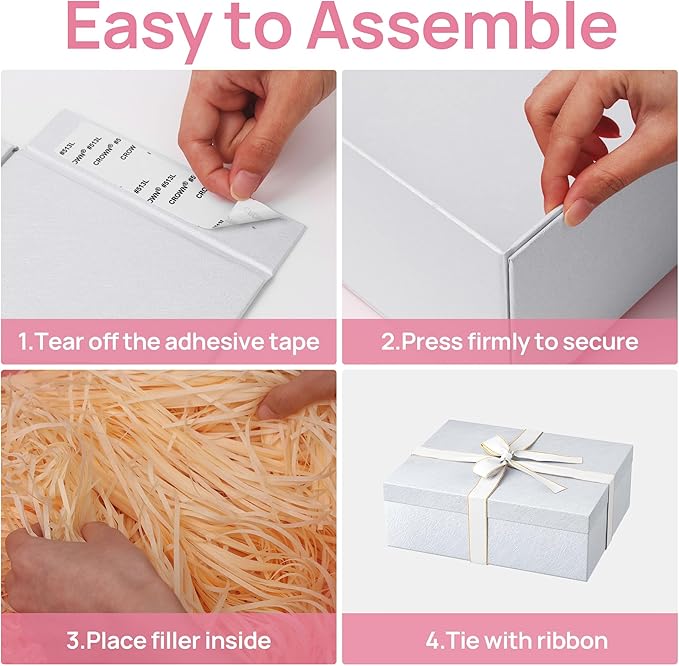 JOYIT White Gift Box 16.5''x13''x5.5'' - Large Gift Boxes with Lid for Presents Packaging, Birthday, Christmas, Wedding, Anniversary, Big Gift Box with Ribbon, Shred Filler, Card, Wax Seal (White)