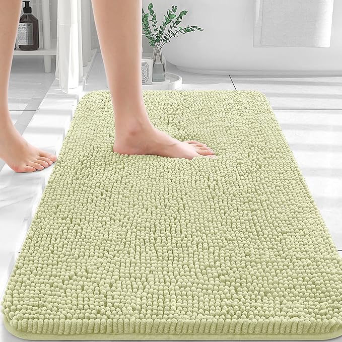 OLANLY Bathroom Rugs 30x20, Extra Soft Absorbent Chenille Bath Rugs, Rubber Backing Quick Dry, Machine Washable Bath Mats for Bathroom Floor, Tub and Shower, Home Decor Accessories, Vanilla