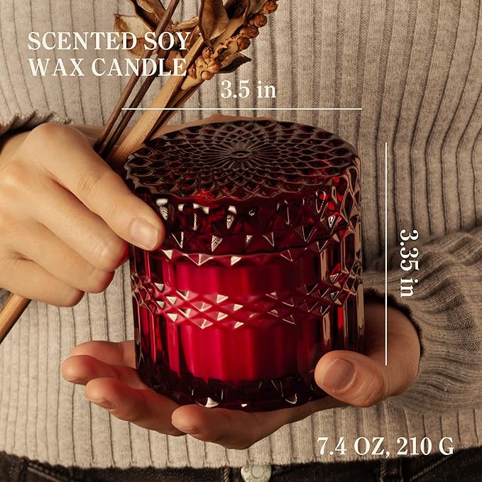 Hidden Label Wild Fig & Cassis Scented Soy Candles, Crackling Wood Wick, Muse Collection 7.4oz Glass Jar Decorative Candles, Gifts for Women