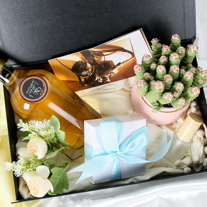 Aimyoo Galaxy Black Collapsible Gift Box with Magnetic Closure Lids 10.5x7x3 in, Medium Bridesmaid Groomsman Proposal Boxes, Rectangle Present Box for Graduation Birthday Storage (1 Pack)