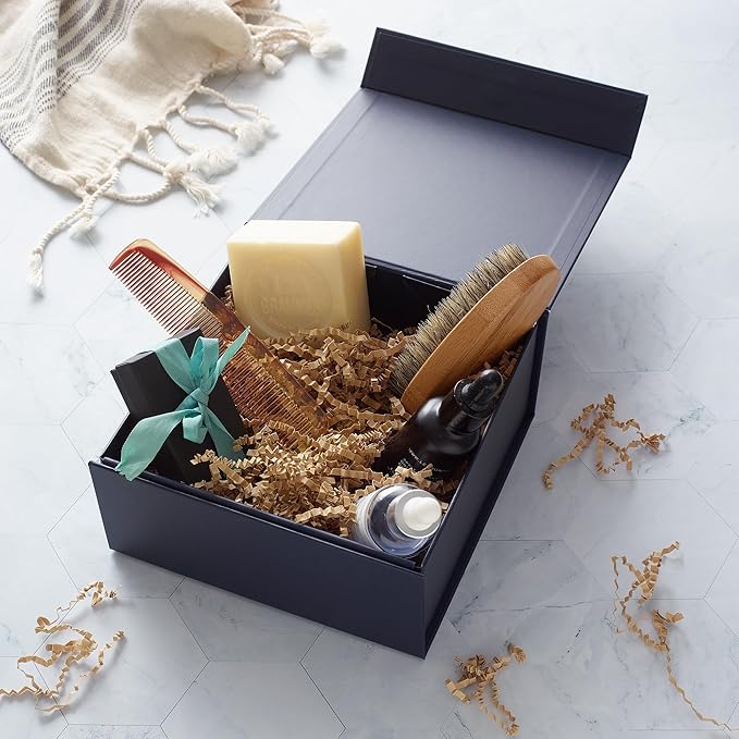 CECOBOX - Gift Boxes with Lids for Presents 6"x6"x2.75" - Matte, Collapsible Magnetic Closure Gift Box - Groomsmen & Bridesmaid Proposal Boxes, Wedding, PR, Birthdays, Holidays (Navy)