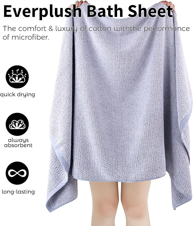 Everplush Diamond Collection Oversized Bath Towel – 1 Pieces, Super Soft & Highly Absorbent, Quick-Drying, Extra Large & Thick. Perfect for Bathroom, Pool, Swimming Use(Dusk, 30" x 56" 1PK)