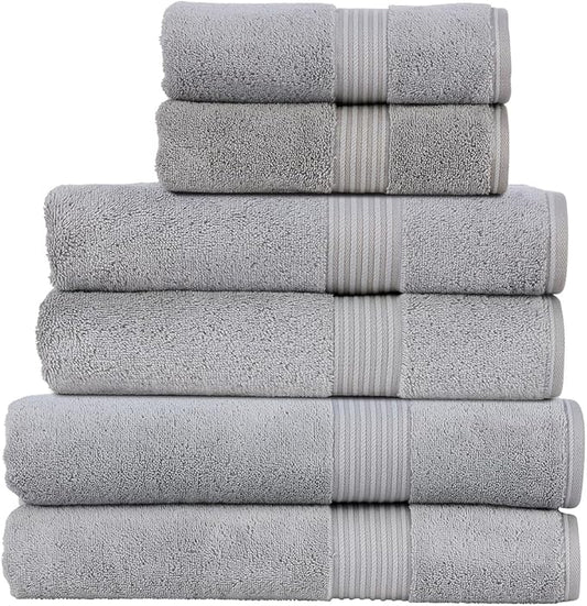 Christy Supreme Hygro Family Towel Set | Silver Grey | 100% Luxury Supima Cotton | Ultra Soft | Super Absorbent | 650GSM | 2 Bath Sheets 2 Bath Towels 2 Hand Towels