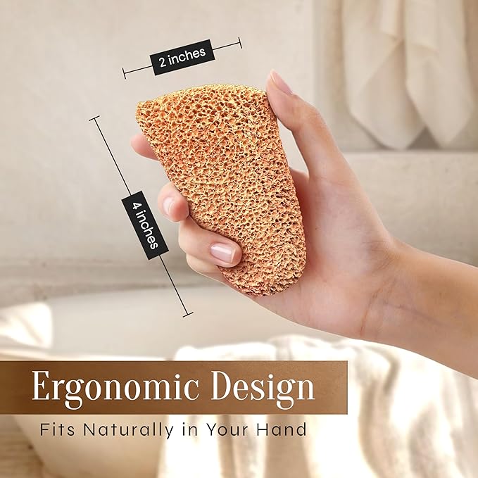 Facón Pumice Stone for Feet Callus Remover - Terra-Cotta Foot Scrubber with 2 Sides, 100% Pure Natural Foot Pumice Stone, Pedicure Pumice Stone Scrubber, Foot Exfoliator, Removes Calluses & Dead Skin