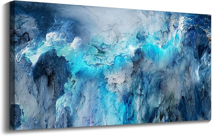 Mofutinpo Blue Wall Art Large Canvas Art | Modern Contemporary Wall Decor for Living Room, Bedroom, and Office | Serene Blue Abstract Masterpiece | Ready-to-Hang Home Decorations Artwork for Walls 24 ×48in