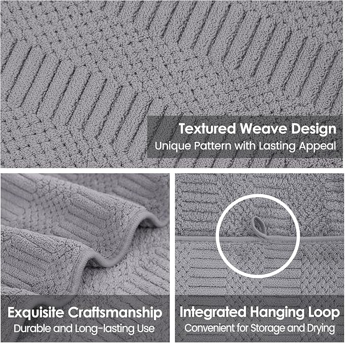 JML Microfier Bath Towels Set, Large Microfier Body Towel for Adult, 2 Pack, 30" x 60", Oversized, Soft, Super Absorbent, Fast Drying, Use for Suana,Gym,Sport, Fitness, Yoga, Diamond Cross Grid Gray