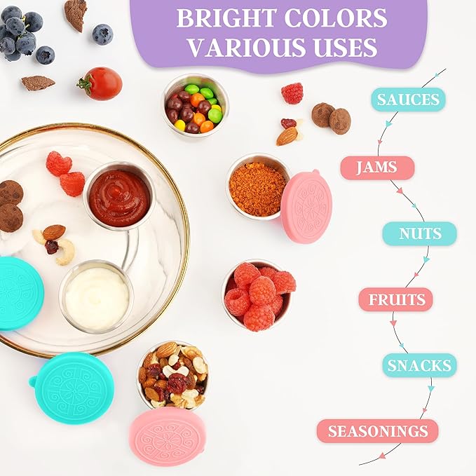 6x2.7 Oz Salad Dressing Container to Go,Handy Leakproof Stainless Steel Meal Prep Containers Reusable,Sauce Containers for Lunch Box, Picnics, Travel, Office and Kitchen Storage