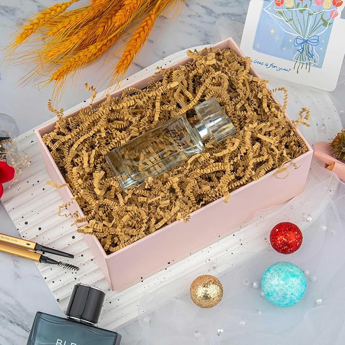 8.5oz Crinkle Paper Filler, Gift Baskets Gift Boxes Crafts Shredded Cut Paper Packaging Decorative Stuffing & Cushioning Confetti for Easter Birthday Wedding Party Favor Brown