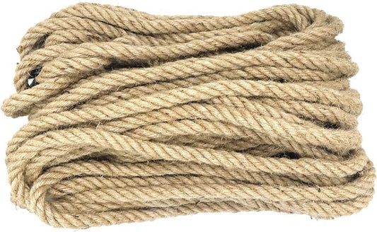 3/4 Inch Jute Rope 100 Ft, IMROPE Natural Rope Twisted 4 Strands for DIY Arts Crafts, Garden, Home Decorating, Hammock