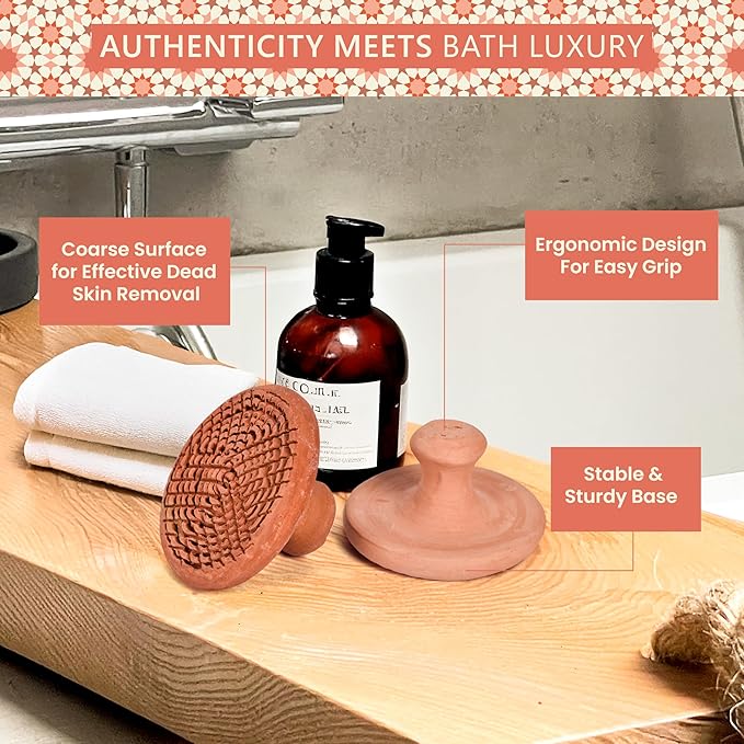 Natural Terracotta Pumice Stone for Feet – Handcrafted Foot Scrubber & Callus Remover with Gentle Exfoliation and Ergonomic Design for Smooth, Soft & Refreshed Feet – for a Spa-Like Pedicure