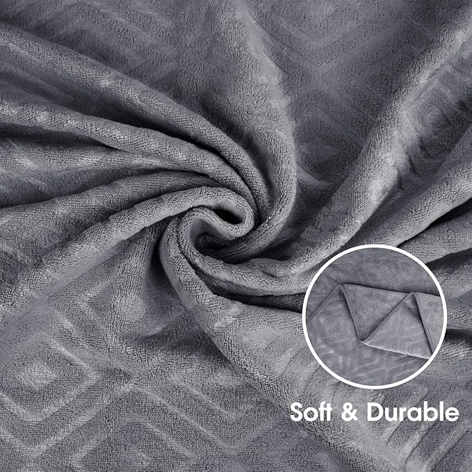 JML Bath Towel, Microfiber Bath Towels Set 6 Pack (30" x 60") - Large Size, Extra Absorbent, Quick Drying, Grey Diamond Embossed