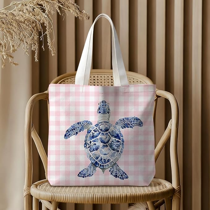 Animals-Flowers-Fruits-Bow Valentines Canvas Heart Tote Bag, Coquette Reusable Shopping Grocery Bags