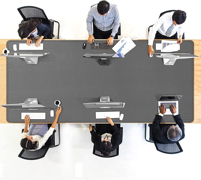 CENNBIE MAX200 78.7" x 39.4" Leather Desk Mat, Extra Large Desk Pad Blotter Protector, Extended Table Pad, Waterproof PU Leather Desk Mat on top of desks Large for Office and Home (Grey)