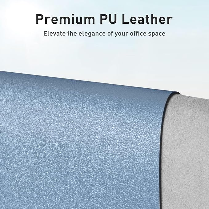 Aothia Leather Desk Pad Protector, Office Mat, Large Mouse Pad, Non-Slip PU Leather Blotter, Laptop Desk Pad, Waterproof Writing Pad for Office and Home (Denim Blue, 31.5" x 15.7")