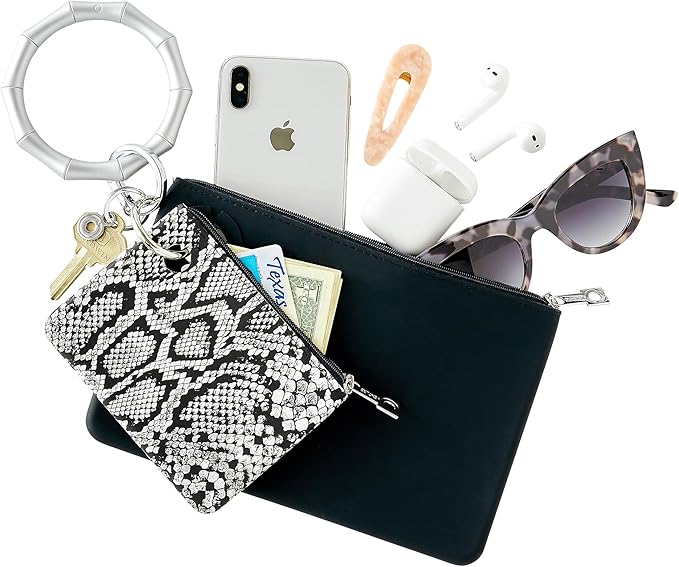 Oventure Large Silicone Pouch – Black, Waterproof Zipper Bag & Holiday Gift for Women, Makeup & Travel