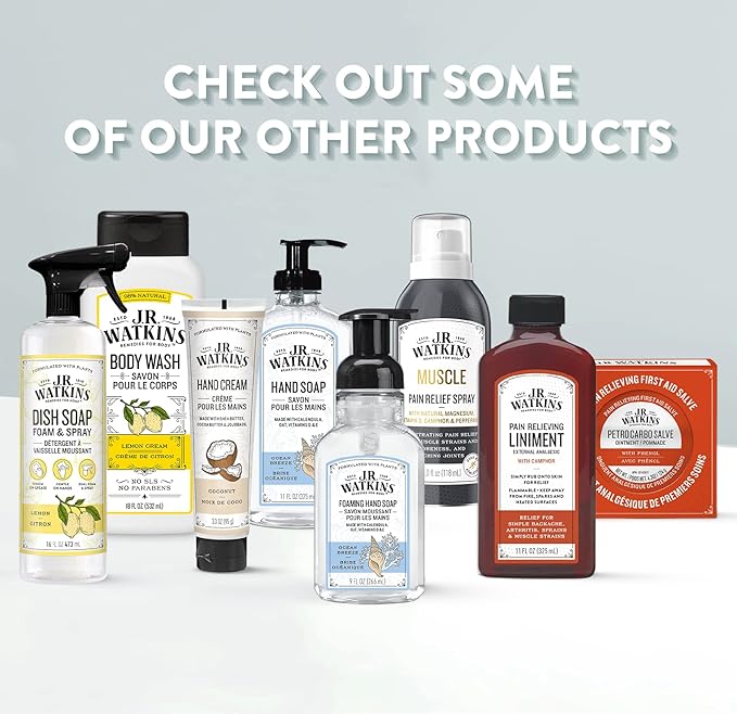 J.R. Watkins Gel Hand Soap, Scented Liquid Hand Wash for Bathroom or Kitchen, USA Made and Cruelty Free, 11 fl oz, Ocean Breeze, 3 Pack