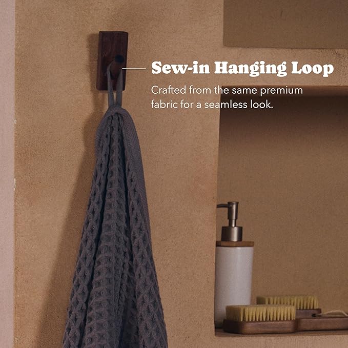 Luxury Japanese Cotton Waffle Bath Towel | Plush, Absorbent, and Quick Dry | Spa, Retreat, Onsen, Hotel Towel | Free Storage Bag Included (Smoke Grey, Bath Sheet, 67" x 34")