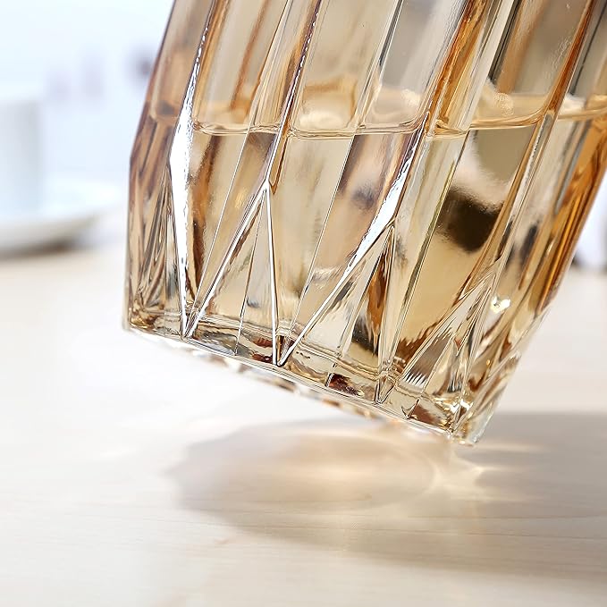 Amber Glass Vase - Modern Tall/Short Ribbed Vase for Flowers & Candles - Amber H11.8" Centerpiece HomeDecor