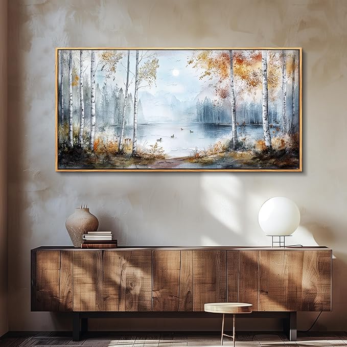 QIYILEXWART Large Wall Decor For Living Room Canvas Wall Art For Office Modern Wall Decorations For Bedroom Birch Forest Landscape Painting Farmhouse Pictures Artwork Room Home Decor 24x48 In