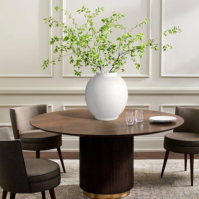 White Ceramic Large Vase - 11 Inch Round Modern Ceramic Vases,Tall Vase for Decor Living Room Table Decor and Festive Home Interiors