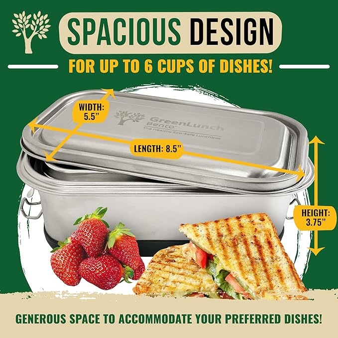 Stainless Steel Bento Box, BPA-Free Lunch box with Snack Pods & Crack-Resistant Lunch box Containers for Adults & Kids with snap locks - Perfect for School and Office