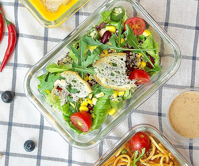 [8-Pack,30 oz]Glass Meal Prep Containers,MCIRCO Glass Food Storage Containers,Airtight lunch Containers with Lids, Microwave, Oven, Freezer and Dishwasher, White