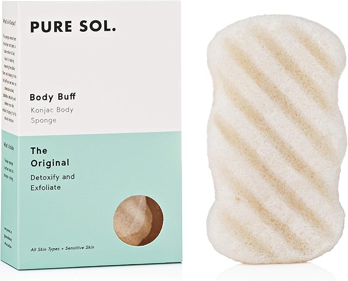 Pure SOL. Konjac Exfoliating Bath Sponge - Original Exfoliator Sponge – Konjac Sponge for Sensitive Skin - Deep Cleansing, Clean Pores, Remove Impurities - 100% Natural and Good for All Skin Types