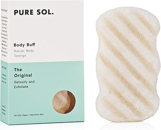 Pure SOL. Konjac Exfoliating Bath Sponge - Original Exfoliator Sponge – Konjac Sponge for Sensitive Skin - Deep Cleansing, Clean Pores, Remove Impurities - 100% Natural and Good for All Skin Types