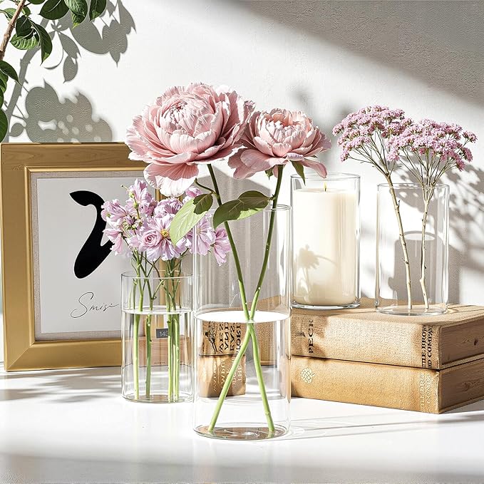 45 Pack Glass Cylinder Vase for Centerpieces, Clear Flower Glass Vases for Wedding Decorations, Hurricane Floating Candle, Holder for Table Centerpiece Wedding Home Décor