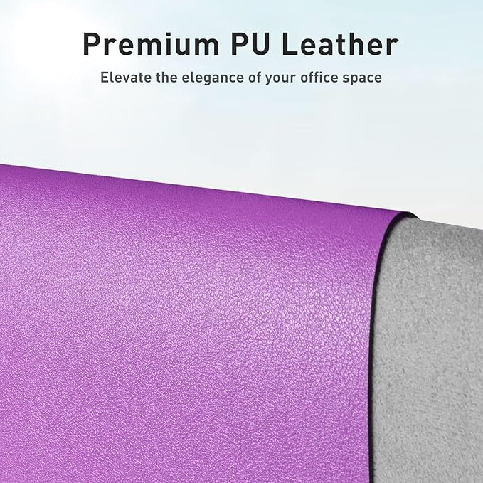 Aothia Faux Leather Desk Mat – Large Mouse Pad, Non-Slip PU Leather Blotter, Waterproof Writing Surface for Office and Home (Iris Violet, 47.2" x 23.6")