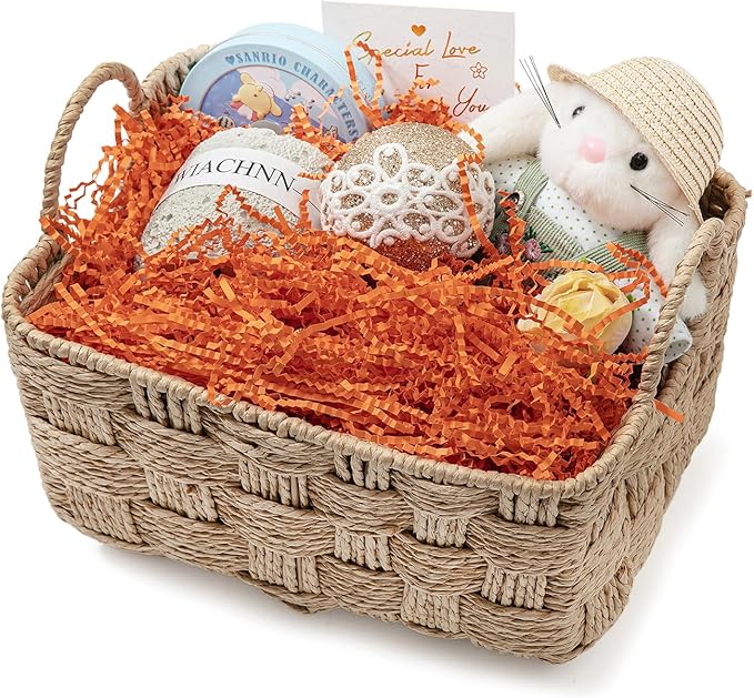 Mefleet 2 LB Crinkle Cut Paper Shred Filler Orange Crinkle Shredded Paper for Gift Box - Gift Basket Bag Filler - Grass Cushion Stuffing for Halloween Fall Christmas Holiday Packaging Wrapping