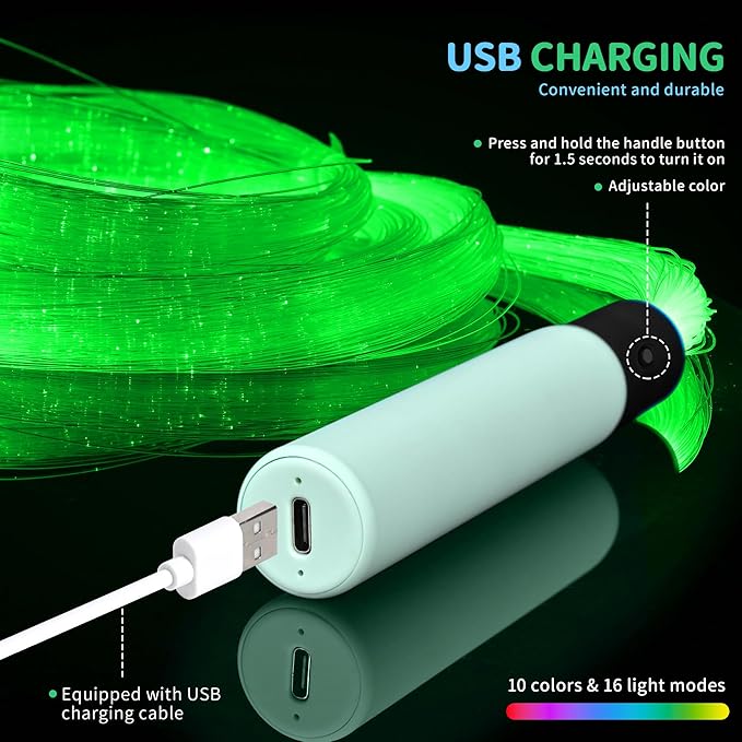 OUTREE Fiber Optic Light with RGB Remote Control, USB Rechargeable, Fiber Optic Lamp with 7 Colors 23 Lighting Effects, Sensory Room Must Haves for Bedroom, Home Decor, Party & Nightlight