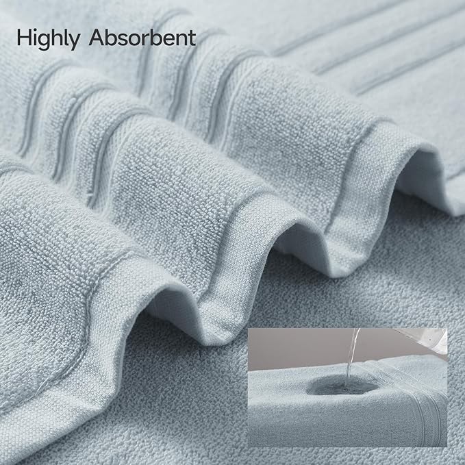 REDKISS Light Grey Bath Towel Set - 100% Cotton Towels for Bathroom, 600 GSM Premium Dark Grey Towel of 6, Includes 2 Large Bath Sheets, 2 Hand Towel, 2 Washcloths, Highly Absorbent