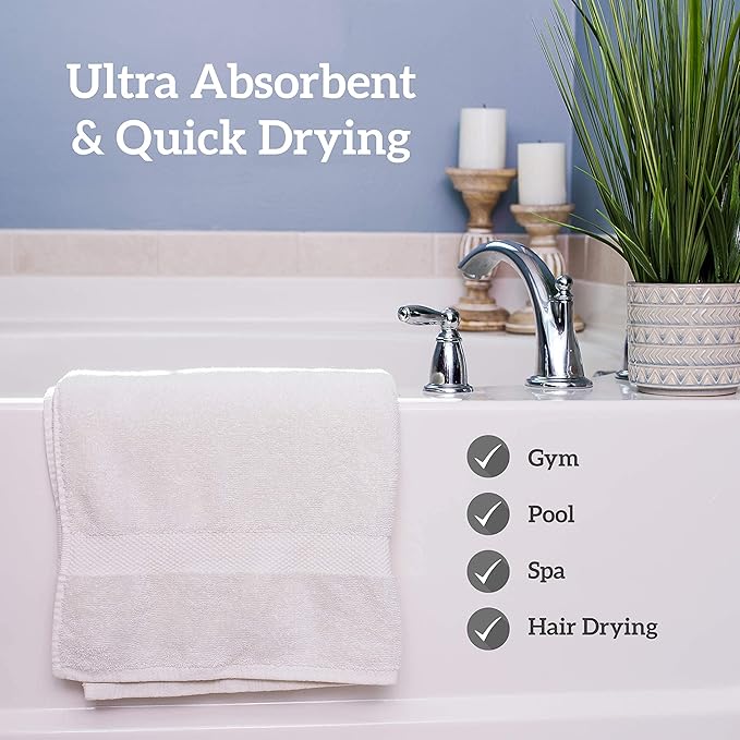 GREEN LIFESTYLE Soft Cotton Towels for Pool, Spa, and Gym Lightweight and Highly Absorbent Quick Drying Towels (22" x 44", Vanilla)