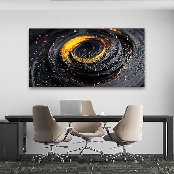Abstract Wall Art Decor Wall Art Pictures for Living Room Abstract Canvas Art Wall Decor Large Black Gold Wall Art Prints Modern Wall Art Decorations Artwork for Walls Office Home Decor 24"X48"