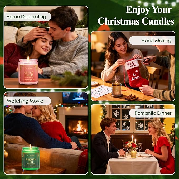 4Pack/28oz Christmas Soy Candle Gift Set, Non-Toxic Holiday Candles, Aromatherapy Scented Candles for Holiday Gifts, Vinilla/Lavender/Baslam/Cookies Jar Candle, Winter Candle Set for Women Men