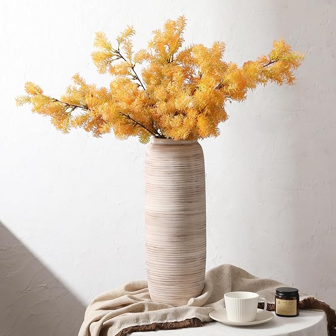 ALMA White Tall Vase for Floor, 18'' Extra Large Vase for Pampas Grass Dried Flower Bouquet, Big Ceramic Rustic Vases for Home Decor, Living Room Floor, Mantel Decoration