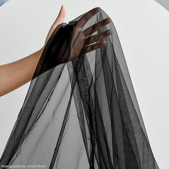 Artoid Mode 3PCS Black Gauze Table Runner 120 Inch 10FT, Seasonal Sheer Kitchen Dining Holiday Wedding Birthday Baby Shower Table Decor for Home Party