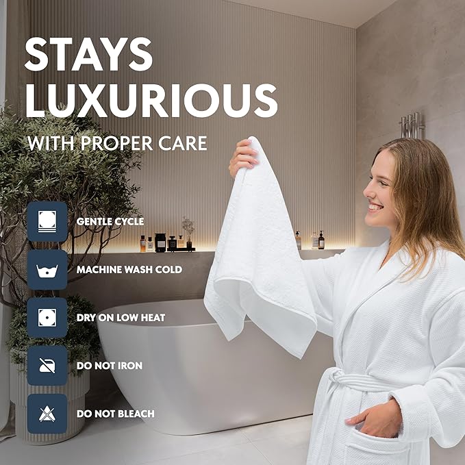 Luxury White Hand Towels - Soft 100% Turkish Cotton | Highly Absorbent Hotel spa Bathroom Towel Collection | 16x30 Inch | Set of 6