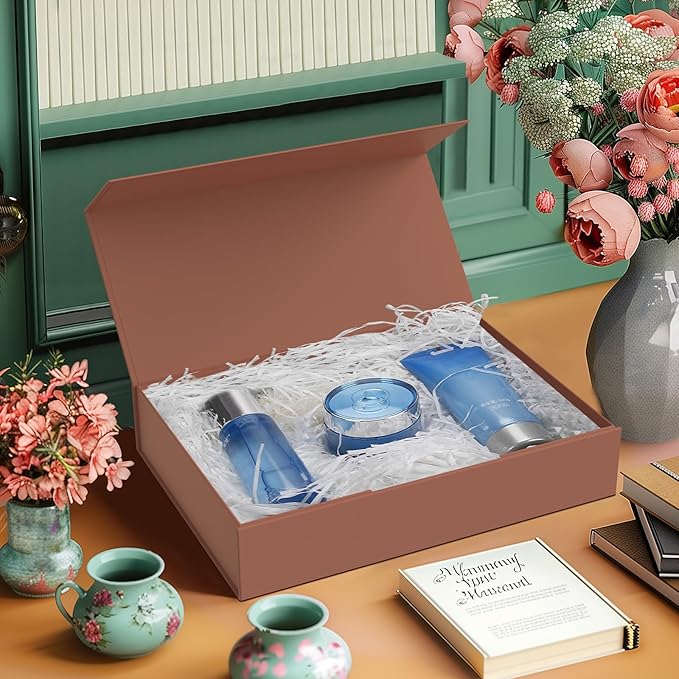 MOZRRO Gift Box 11.5 x 8.2 x 2.3 In Gift Boxes for Presents Magnetic Closure, Gift Boxes with Lids for Presents Birthday Luxury Jewelry T-shirts Gloves Scarves Books Clothes Gift Wrap - Rose Gold