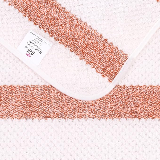 JML Microfiber Bath Towels, Bath Towel 2 Pack(30" x 60"), Oversized, Soft, Super Absorbent and Fast Drying, Multipurpose Use for Sports, Fitness, Yoga, Waffle Stripe Orange
