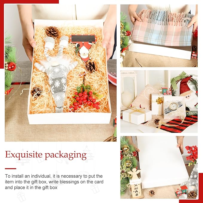 joyhalo 24 Pack Gift Boxes with Lids for Presents - White Small Large Chritsmas Gift Boxes Bulk for Clothes with Ribbon and Flowers, Assorted Sizes for Wrapping Gifts, Shirt, Gift Wrapping Supplies